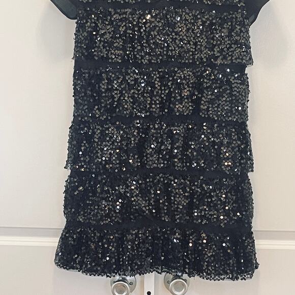 Zara Tiered Ruffle Sequin Holiday Party Dress - Women Size XS - Black - Picture 5 of 7